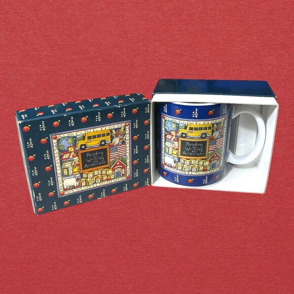 Lang and Wise Susan Winget Ceramic Coffee Cup Mug School Days Flag Vintage 1996 - Picture 2 of 16